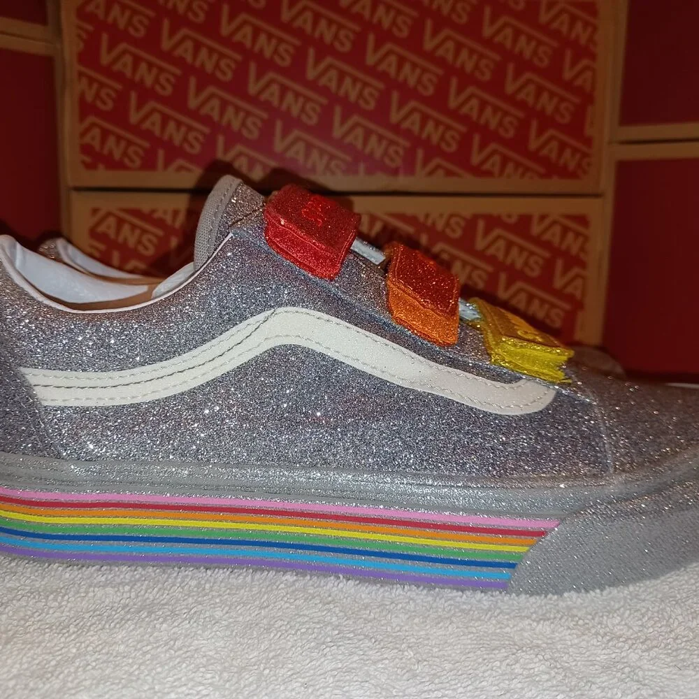 Vans Men's 4.5/Women's 6 Old Skool V Flour Shop Glitter